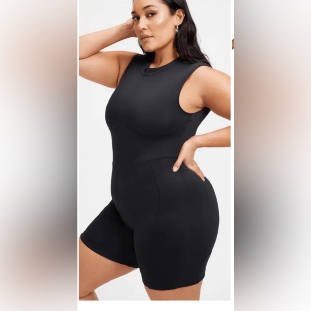 GOOD AMERICAN Black Compression Zip-Up One Piece Swimsuit NWT